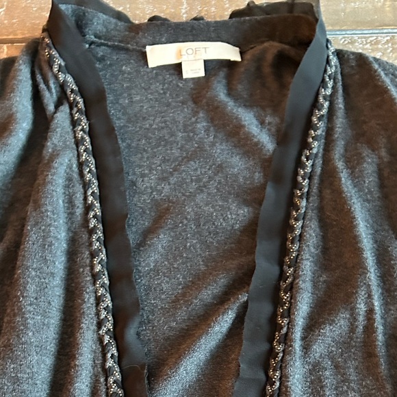 Loft charcoal gray long open sweater size small. - Picture 2 of 7